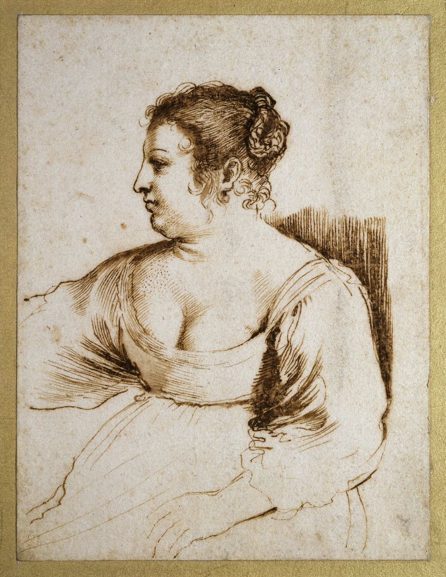 Giovanni Francesco Barbieri joonistus istuvast naisest