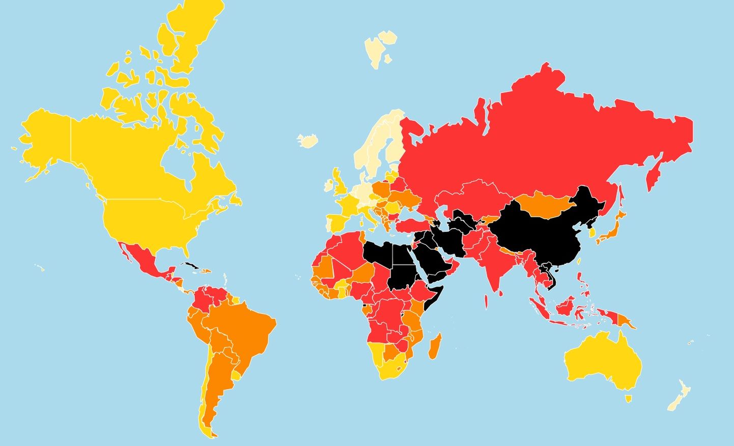 Pressivabaduse indeks maailma riikides.