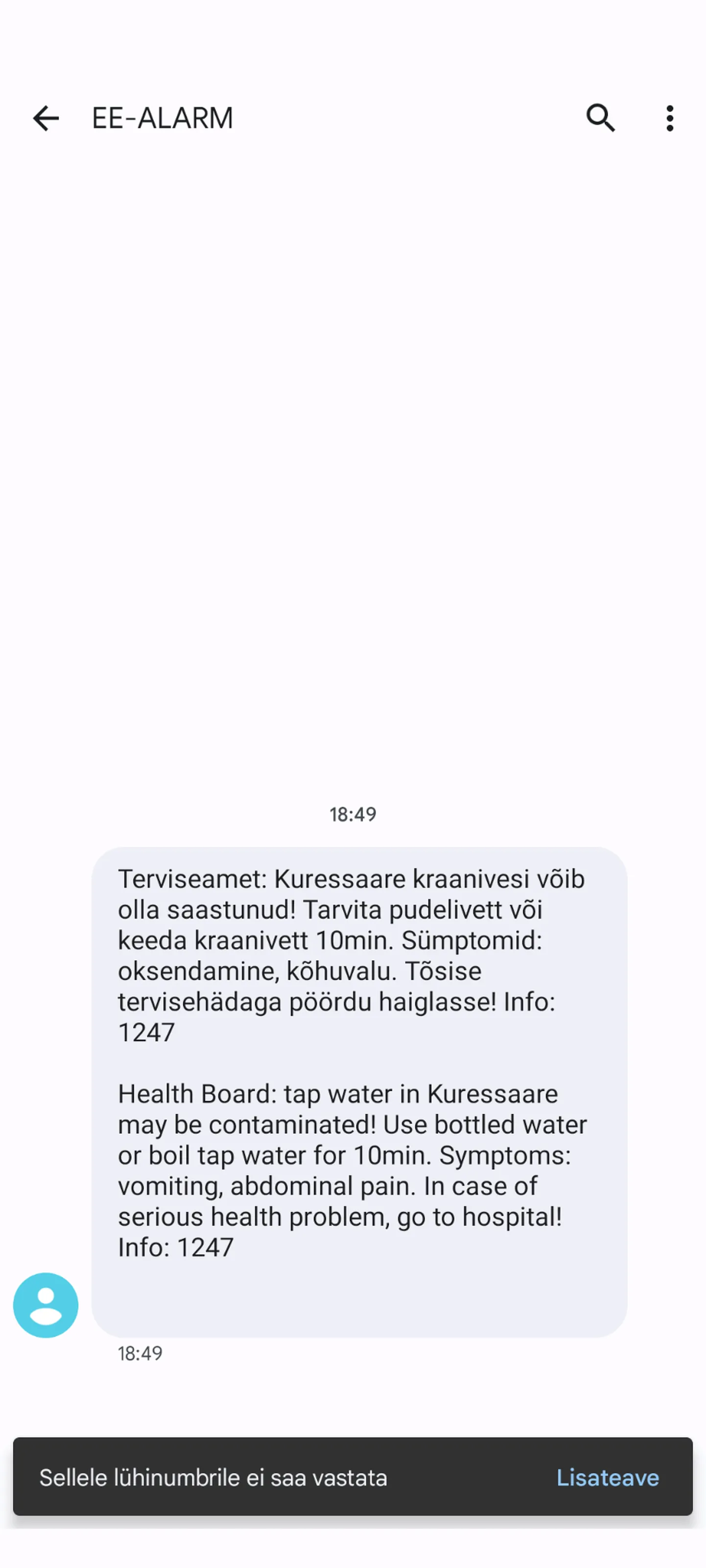 Mullu mais teatas Terviseamet  EE-ALARMi süsteemis, et Kuressaare kraanivesi võib olla saastunud.