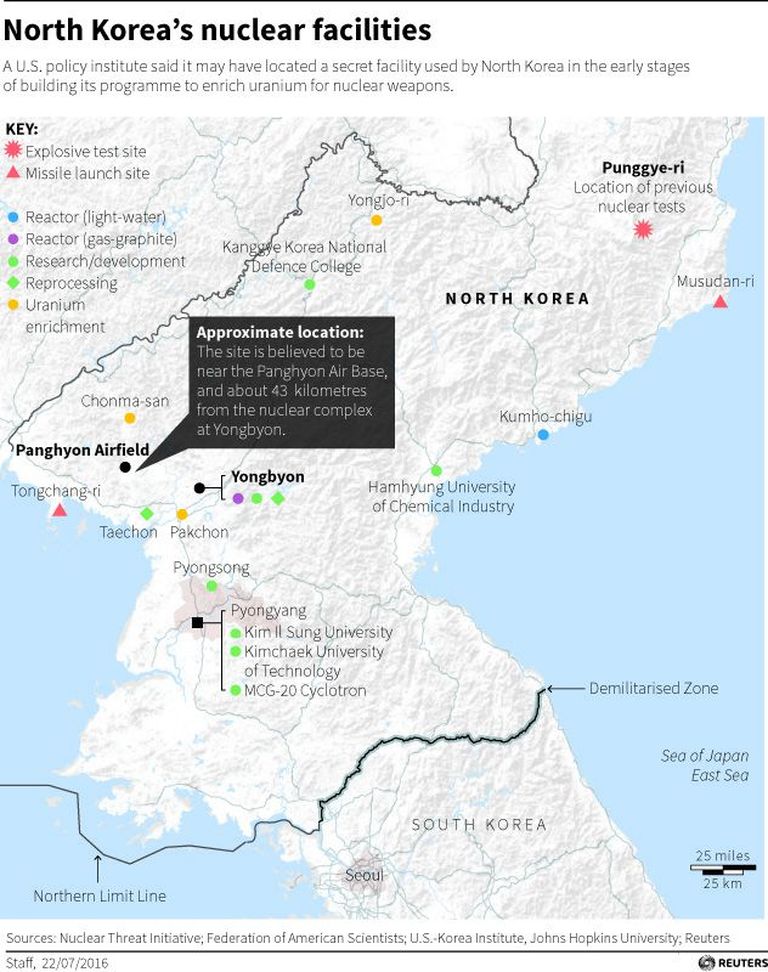Kaart Põhja-Korea võimaliku tuumarajatise asukohast Foto: Reuters/Scanpix