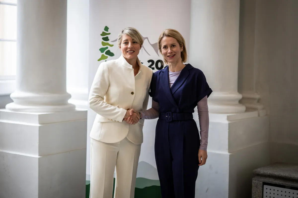 Canadian Foreign Minister Melanie Joly and Kaja Kallas before G7 meeting in Munich.