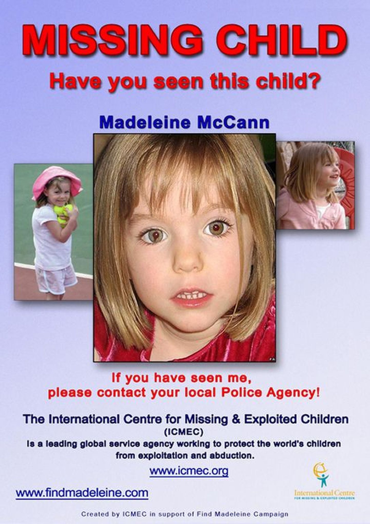 Madeleine McCanni vanemad algatasid kohe pärast lapse kadumist laiaulatusliku otsingukampaania.