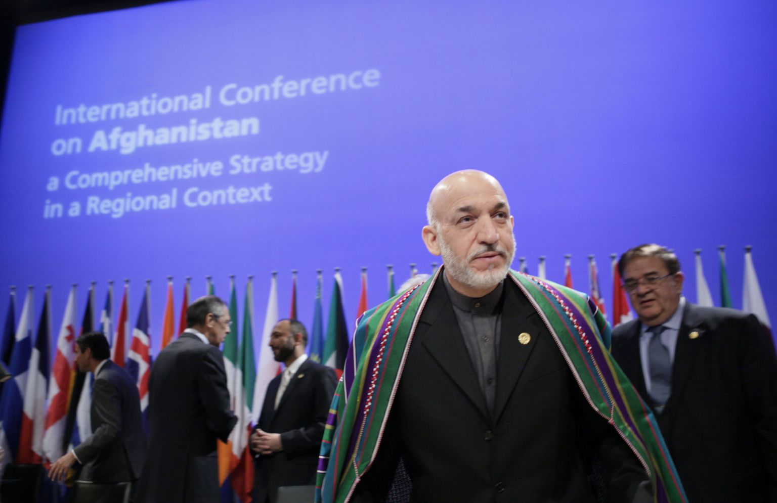 Afganistani president Hamid Karzai Haagis konverentsil.