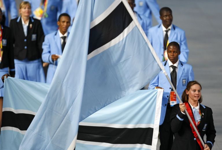 Botswana olümpiatiim 2008. aastal. Pildil Botswana lipp.