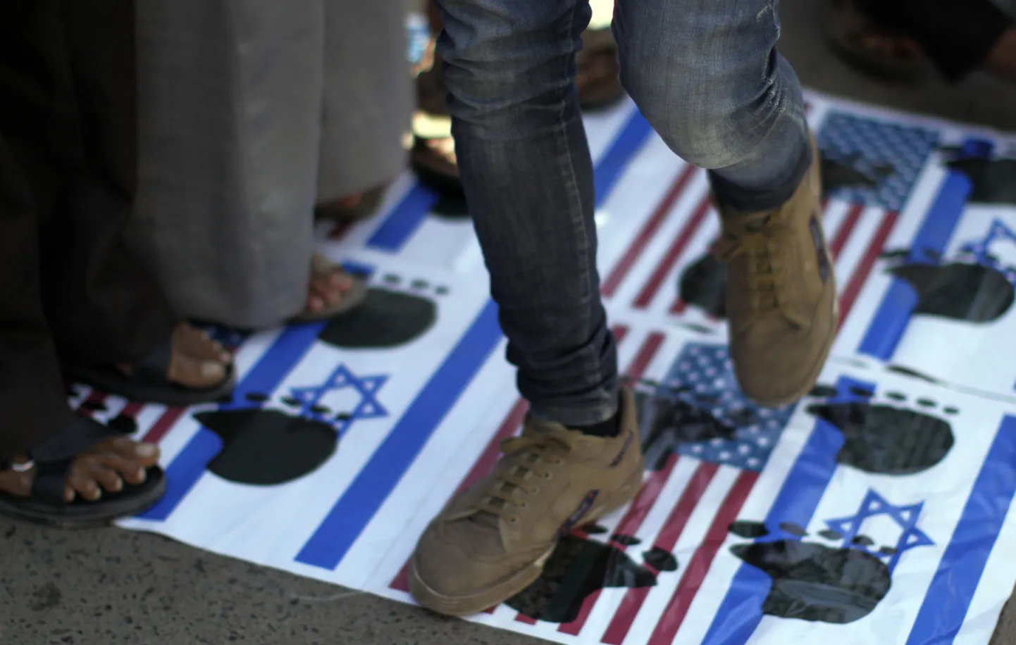 Tänane USA- ja Iisraeli-vastane meeleavaldus Jeemeni pealinnas Sanaas.