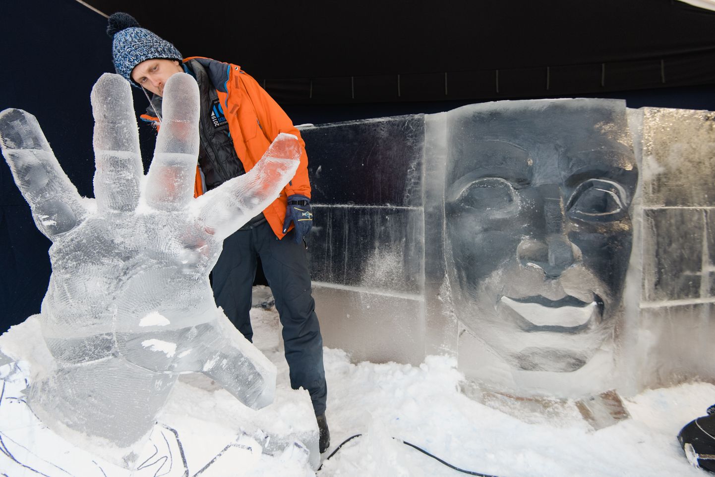 Starptautiskais Ledus skulptūru festivāls Jelgavā. Trešā diena