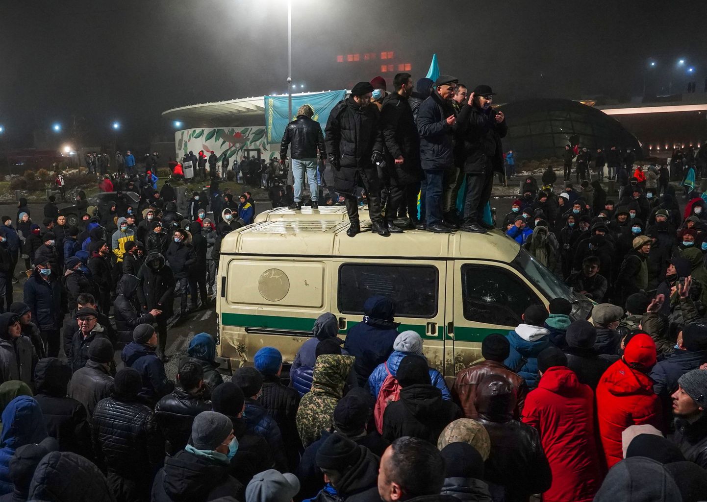 Protesti Kazahstānā 5. janvārī.