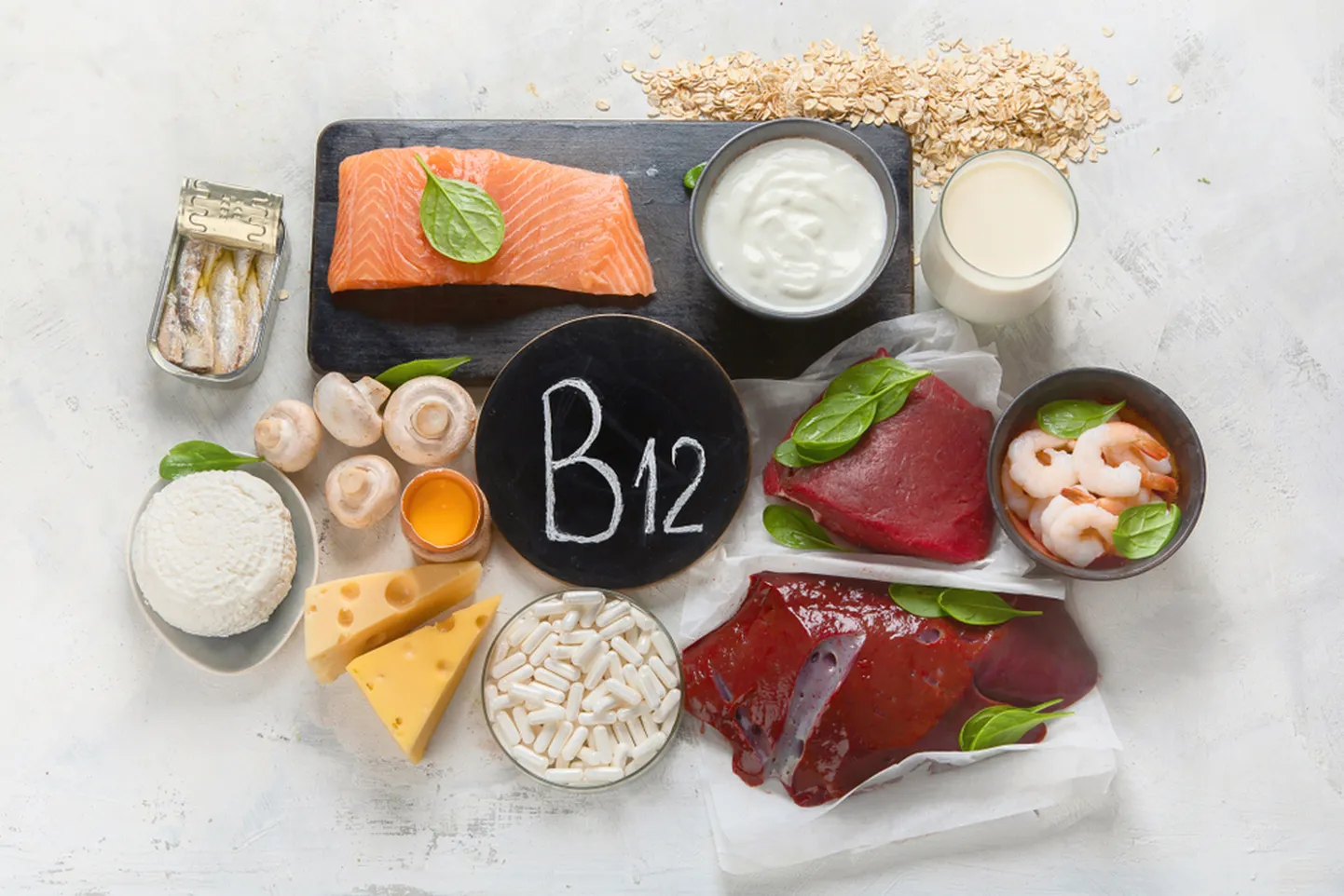 B12-vitamiini leidub peamiselt loomsetes allikates.
