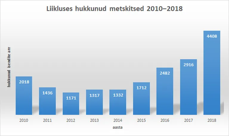 Metskitsede hukkumine aastate kaupa