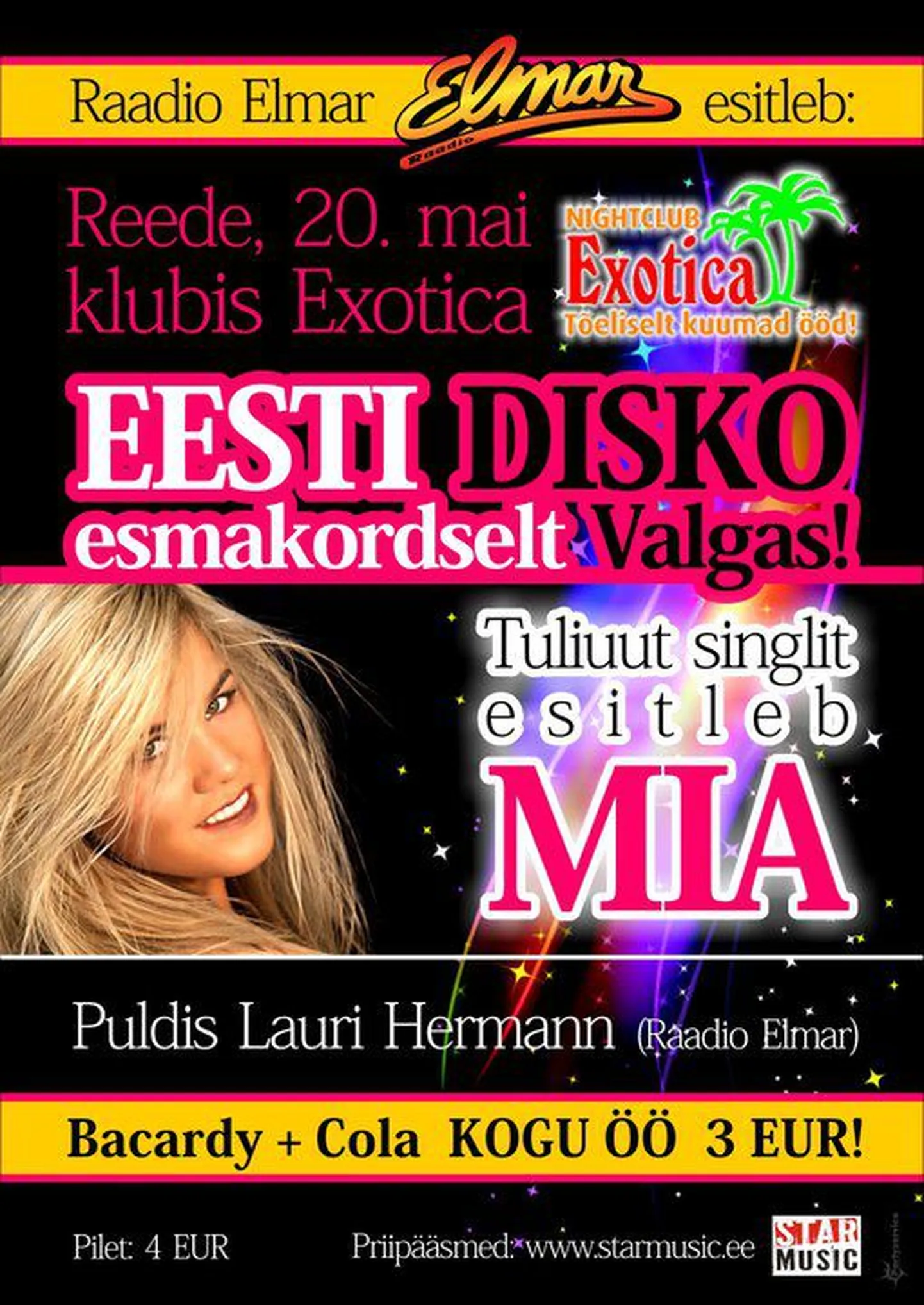 Elmari Eesti disko reedel Valgas!