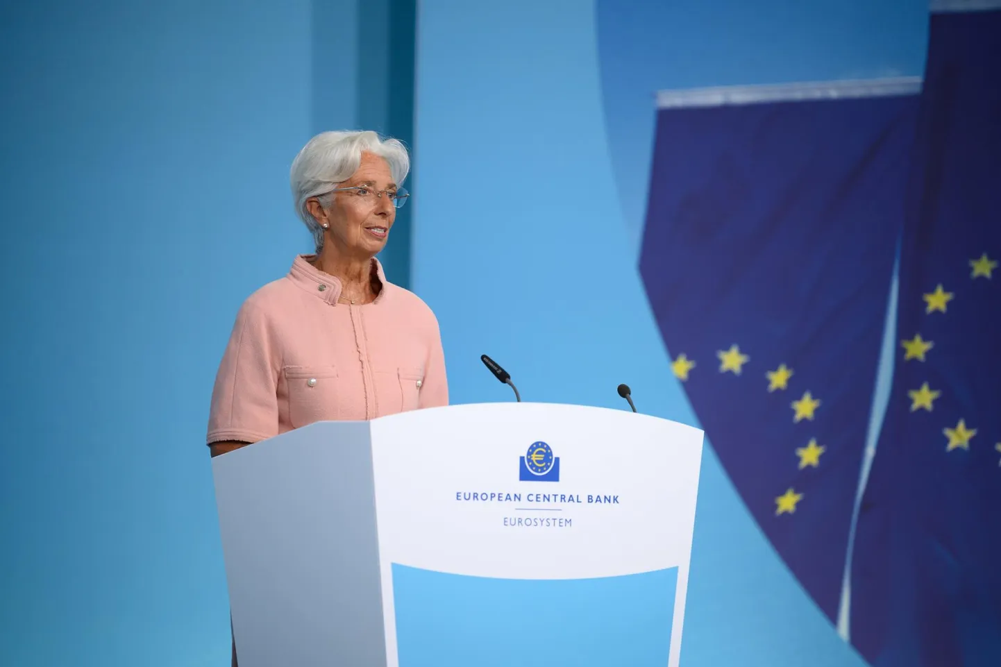 Euroopa Keskpanga president Christine Lagarde 2021. aasta septembrikuise nõukogu koosoleku järgsel pressikonverentsil.