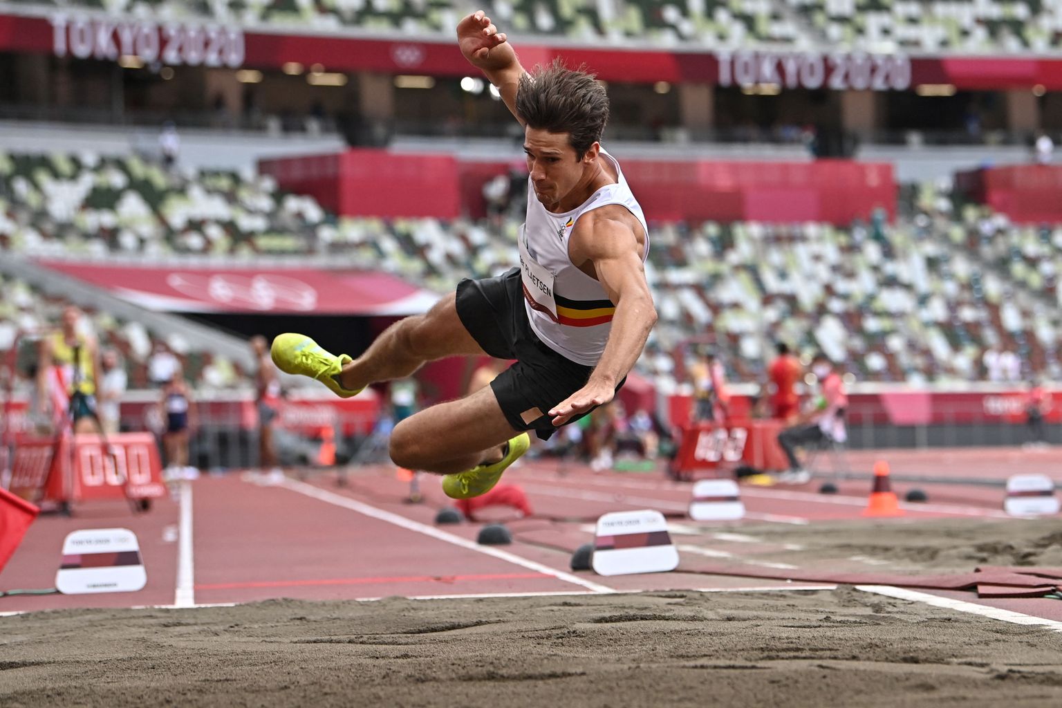 Belgia kümnevõistleja Thomas van der Plaetseni ebaõnnestunud kaugushüpe Tokyo olümpiamängudel 4. augustil 2021