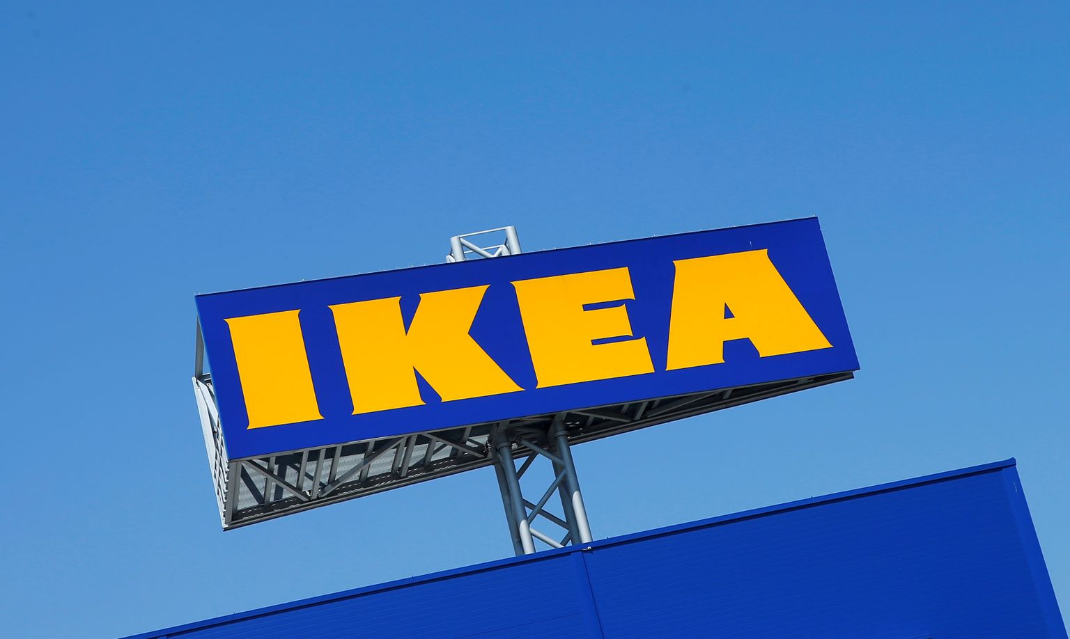 FILE PHOTO: The logo of IKEA is seen above a store in Voesendorf, Austria, April 24, 2017. REUTERS/Heinz-Peter Bader/File Photo