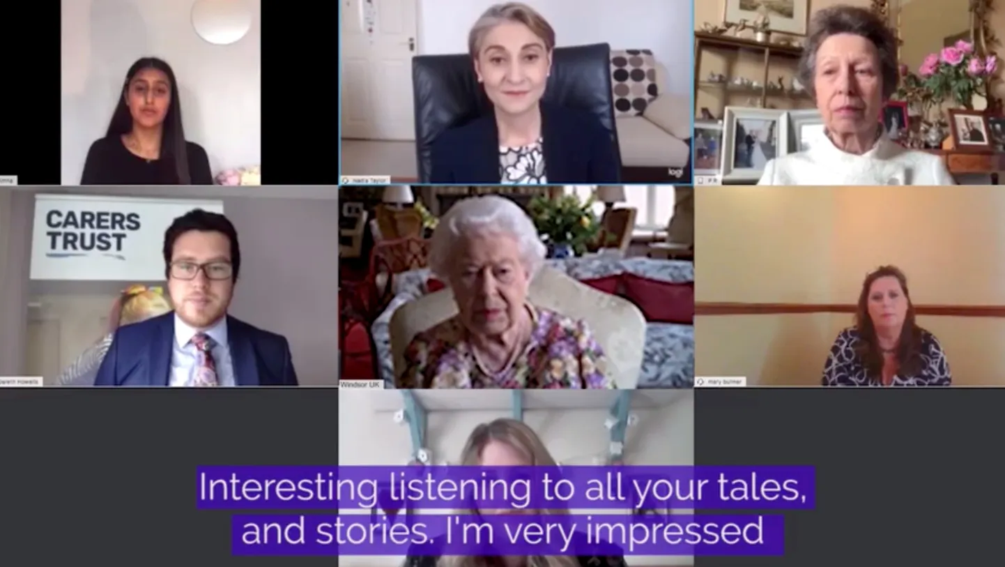 Kuninganna Elizabeth II osales Hooldajate Nädala raames esmakordselt avalikus videokõnes.