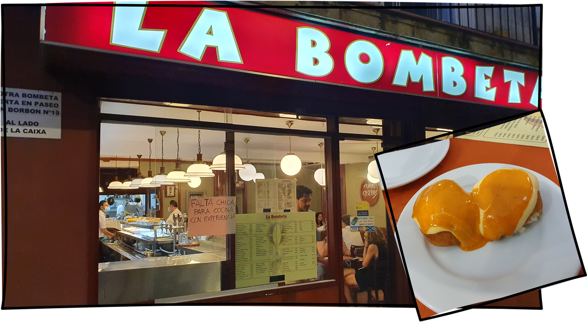 Restoran La Bombeta ühes oma peamiste hittide bombaste ehk pommidega