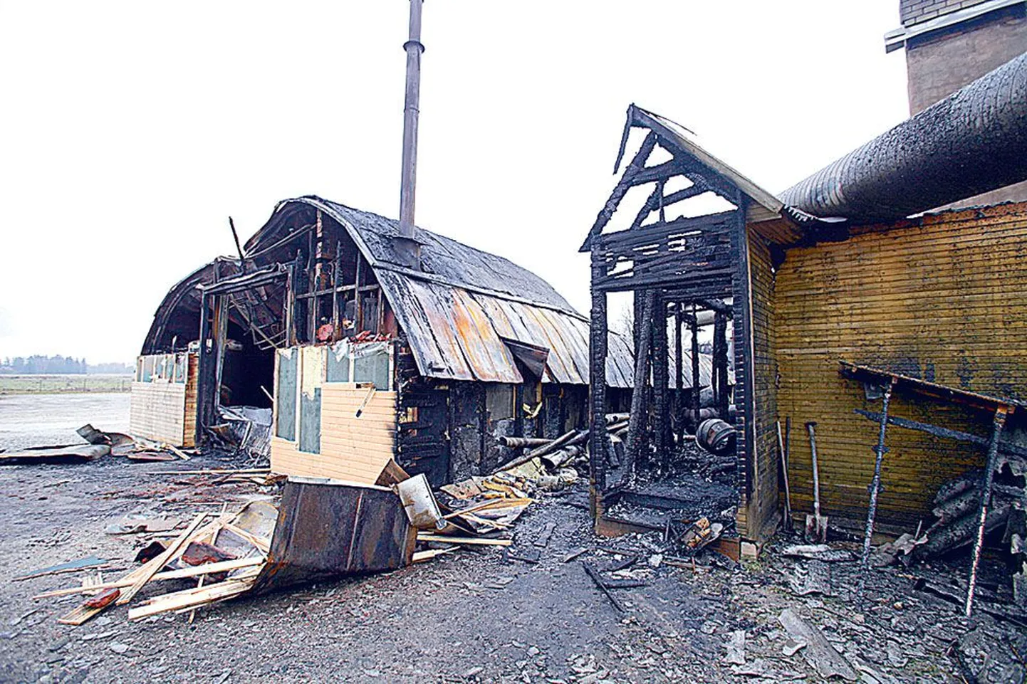 Vahi külas asuva puiduettevõtte tsehh hävis tules.