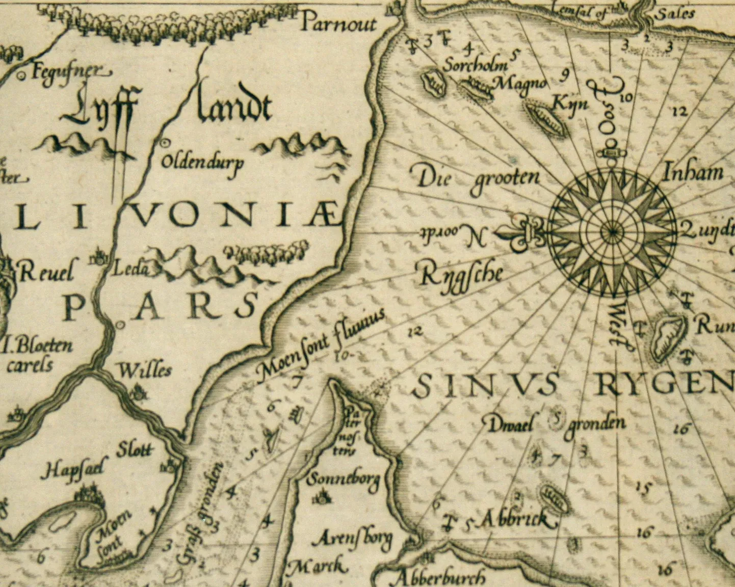 Detail ühest kõige vanemast kaardist, mis näitusel eksponeeritud.