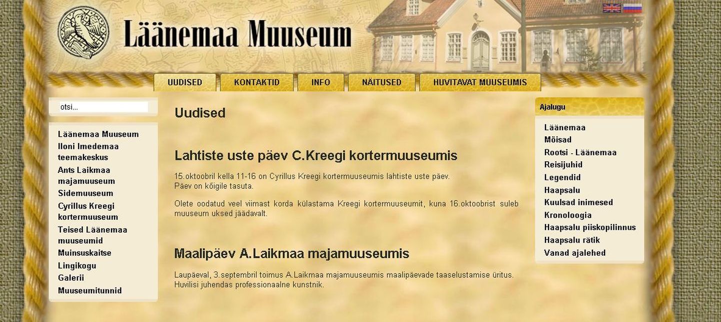 Fragment Läänemaa muuseumi kodulehelt.