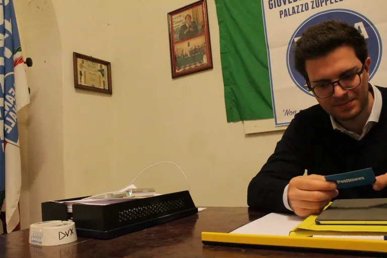 Pietro Forestriere, head of a Sicily rightwing party in his office.