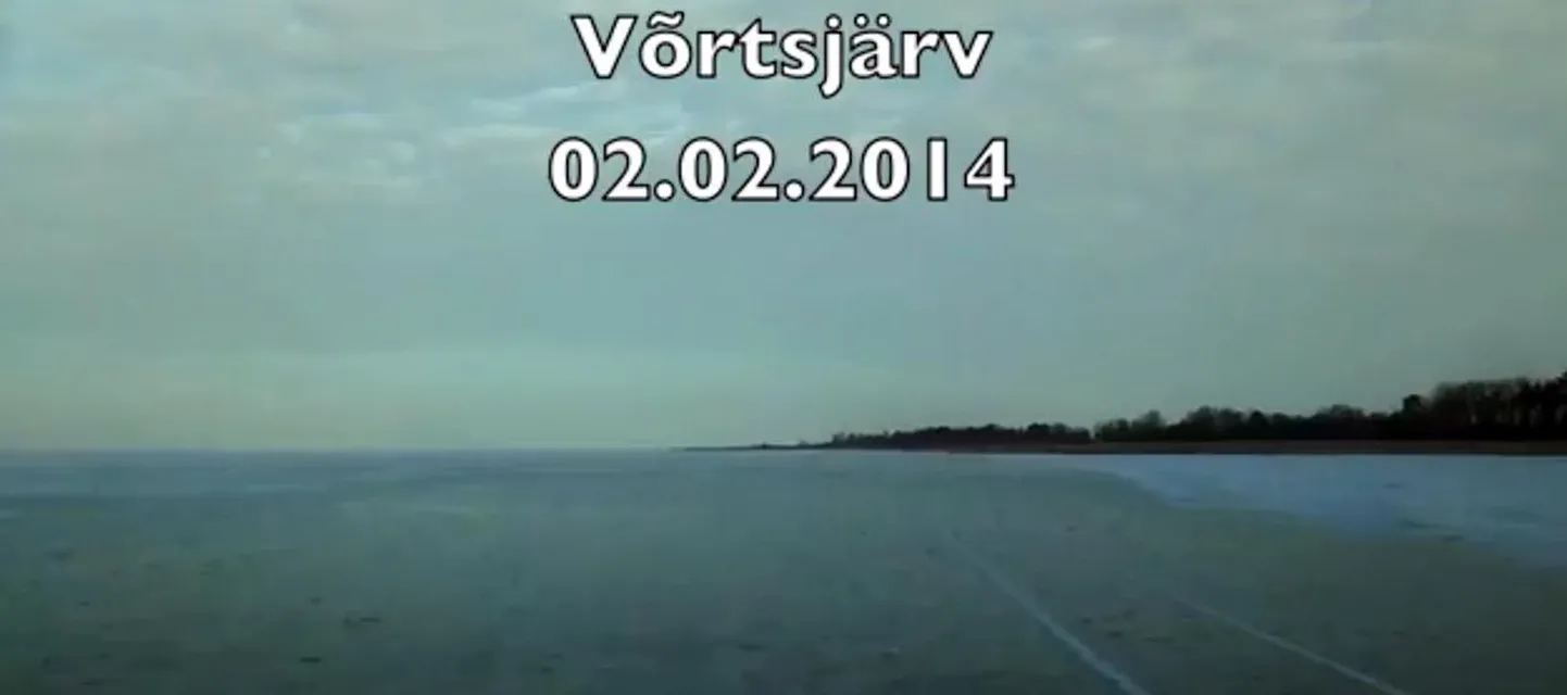 Nädalavahetuse tuul puhastas Võrtsjärve vähesest lumest. Kaader pardakaamera videost.