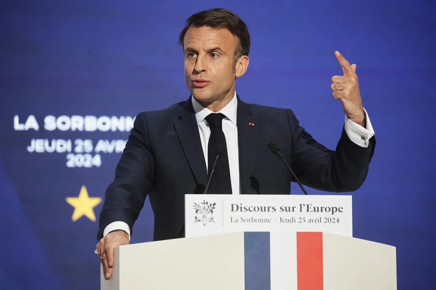Prantsusmaa president Emmanuel Macron pidas Sorbonne'i ülikoolis kõnet tuleviku Euroopast.