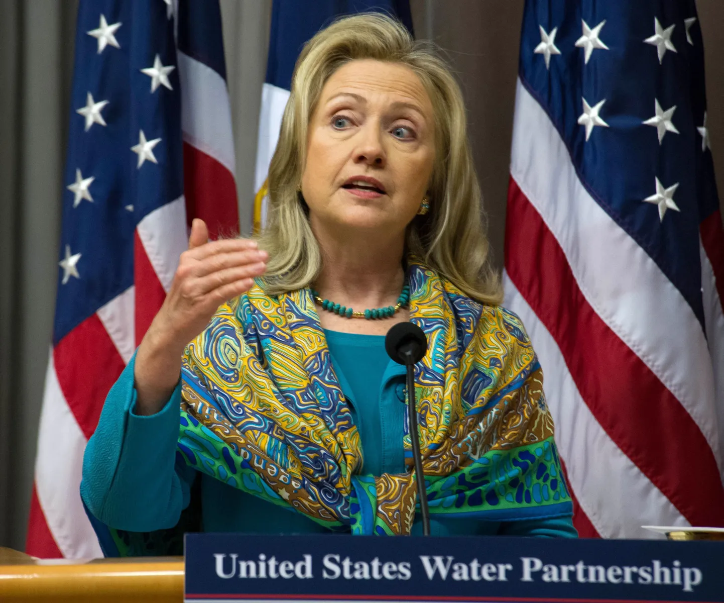 USA riigisekretär Hillary Clinton neljapäeval veepuuduse probleemidest maailmas rääkimas.
