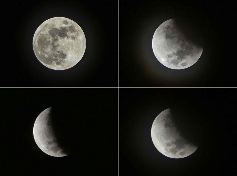 Луна во время различных стадий лунного затмения, Джакарта, 17 июля 2019 года