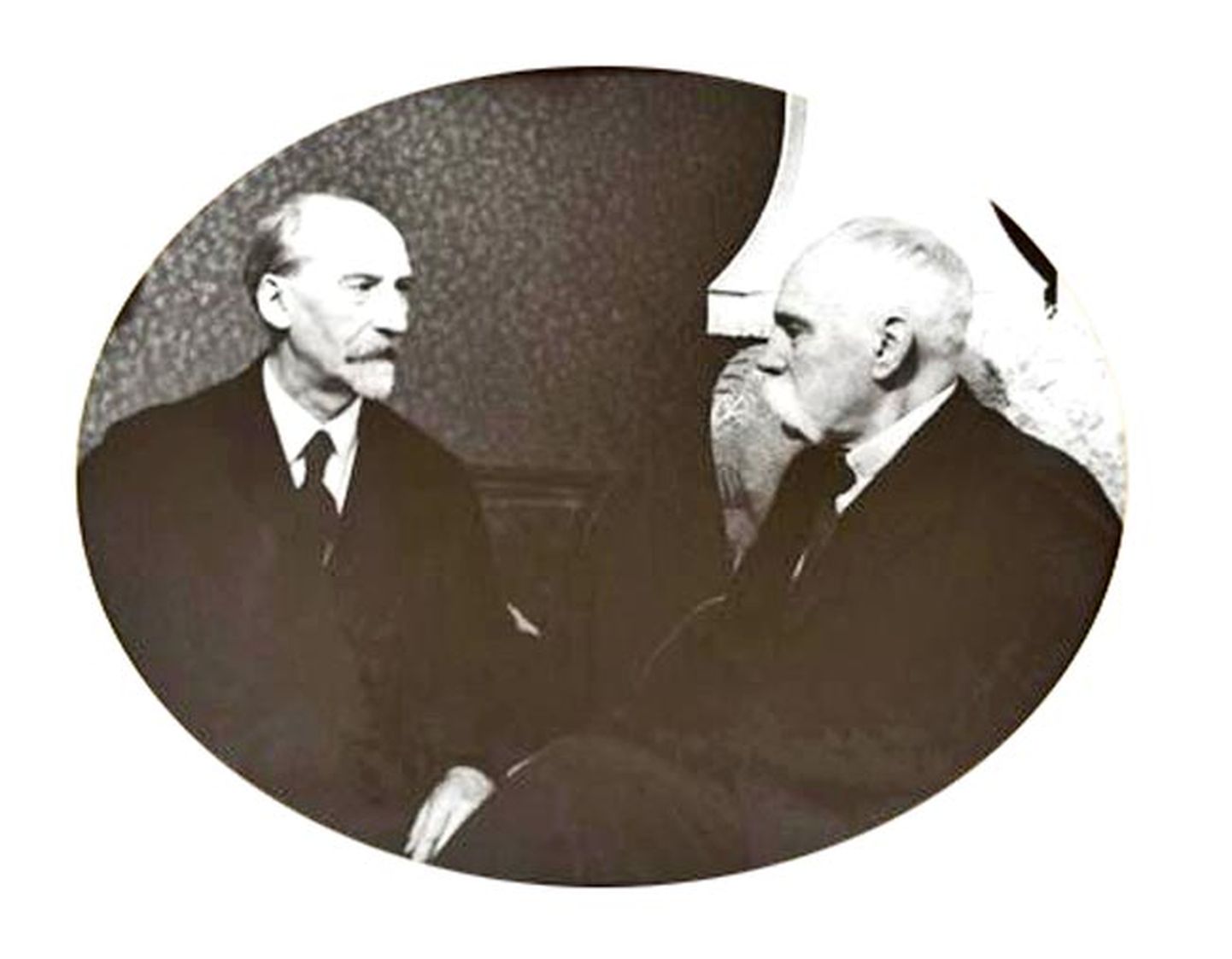 Fotol raamatu kaanekujunduses on Jaan Tõnisson (vasakul) ja Oskar Kallas.