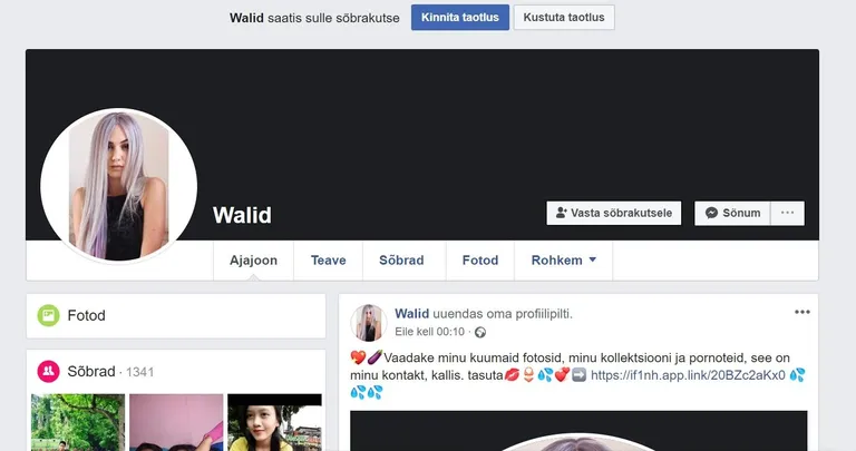 Ka Walid otsib Facebookis sõbrasuhteid.