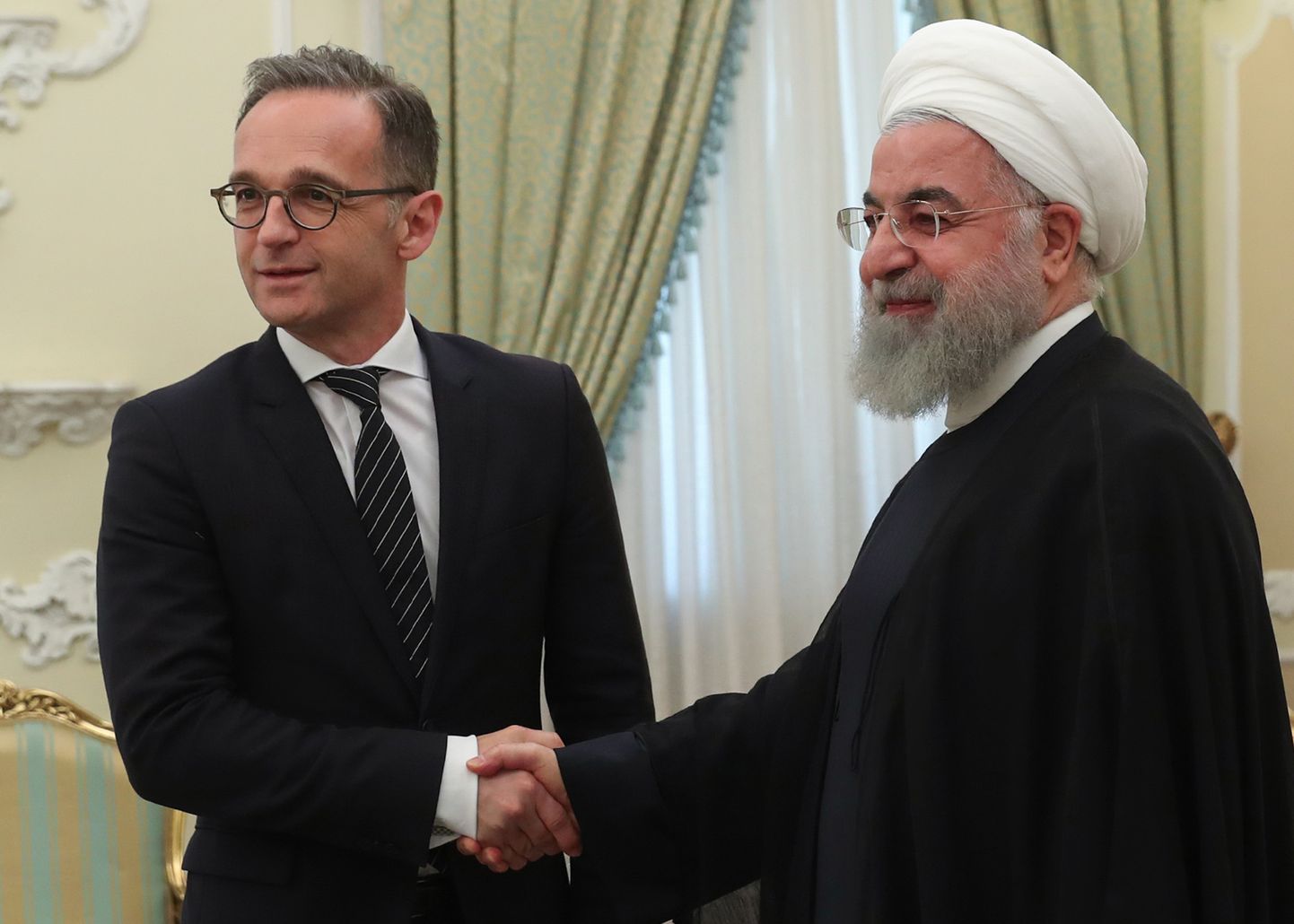 Saksamaa välisminister Heiko Maas (vasakul) kohtus Iraani presidendi Hassan Rouhaniga.