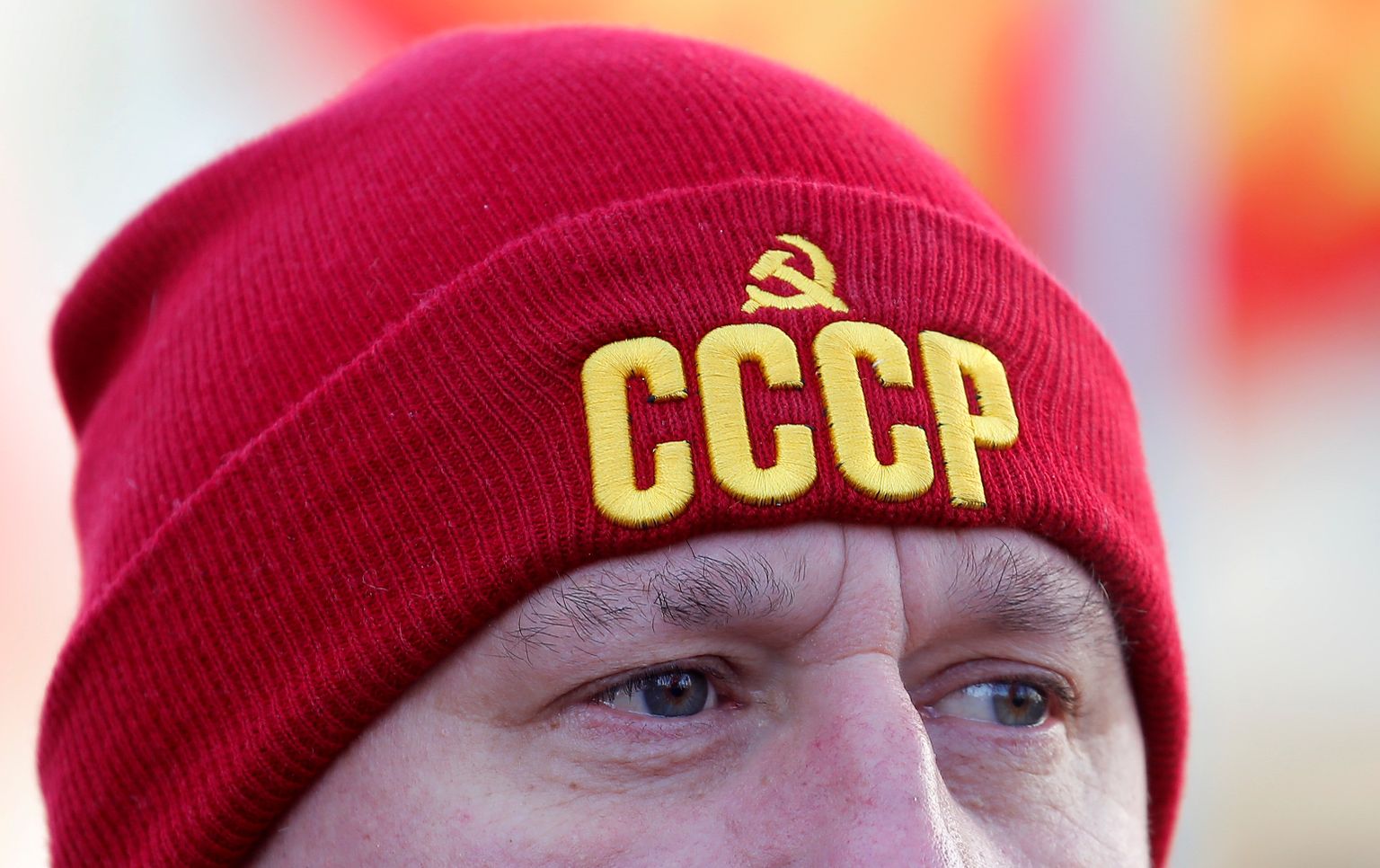 Vene Kommunistliku Partei toetaja Moskvas. Foto on illustratiivne.