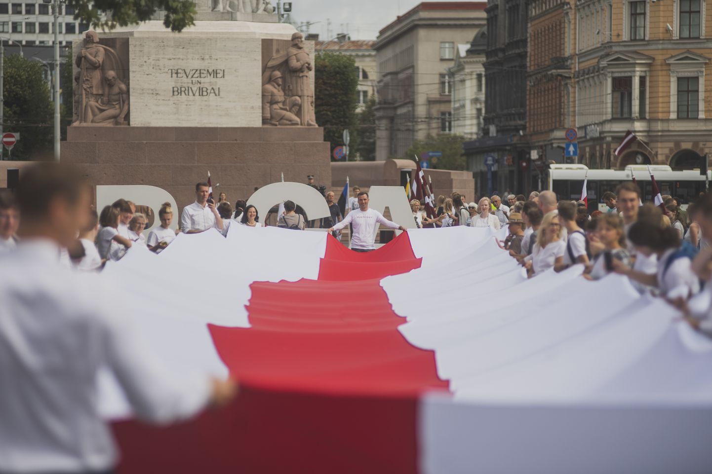 Foto: Baltijas ceļa atceres pasākums Baltkrievijas tautas atbalstam