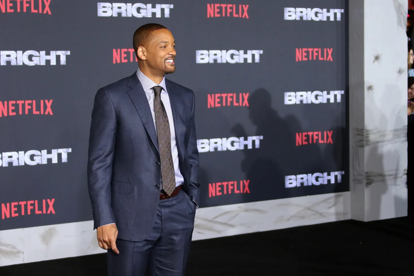 Näitleja Will Netflixi filmi Bright esilinastusel.