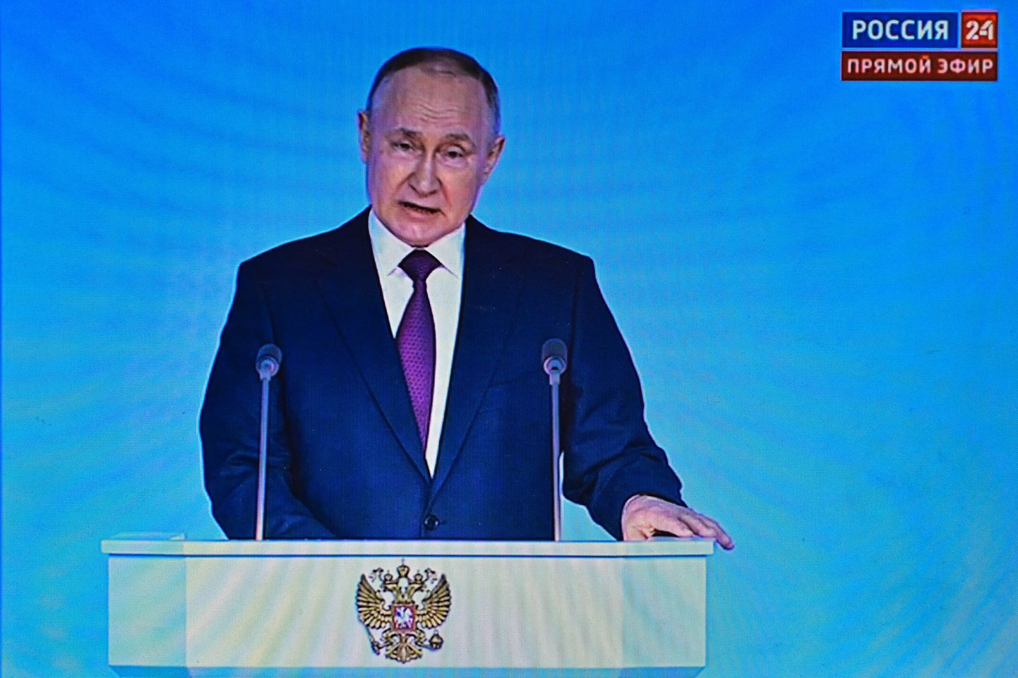 Pilt Putini veebruarikuu aastakõnest kanalil Rossija 24