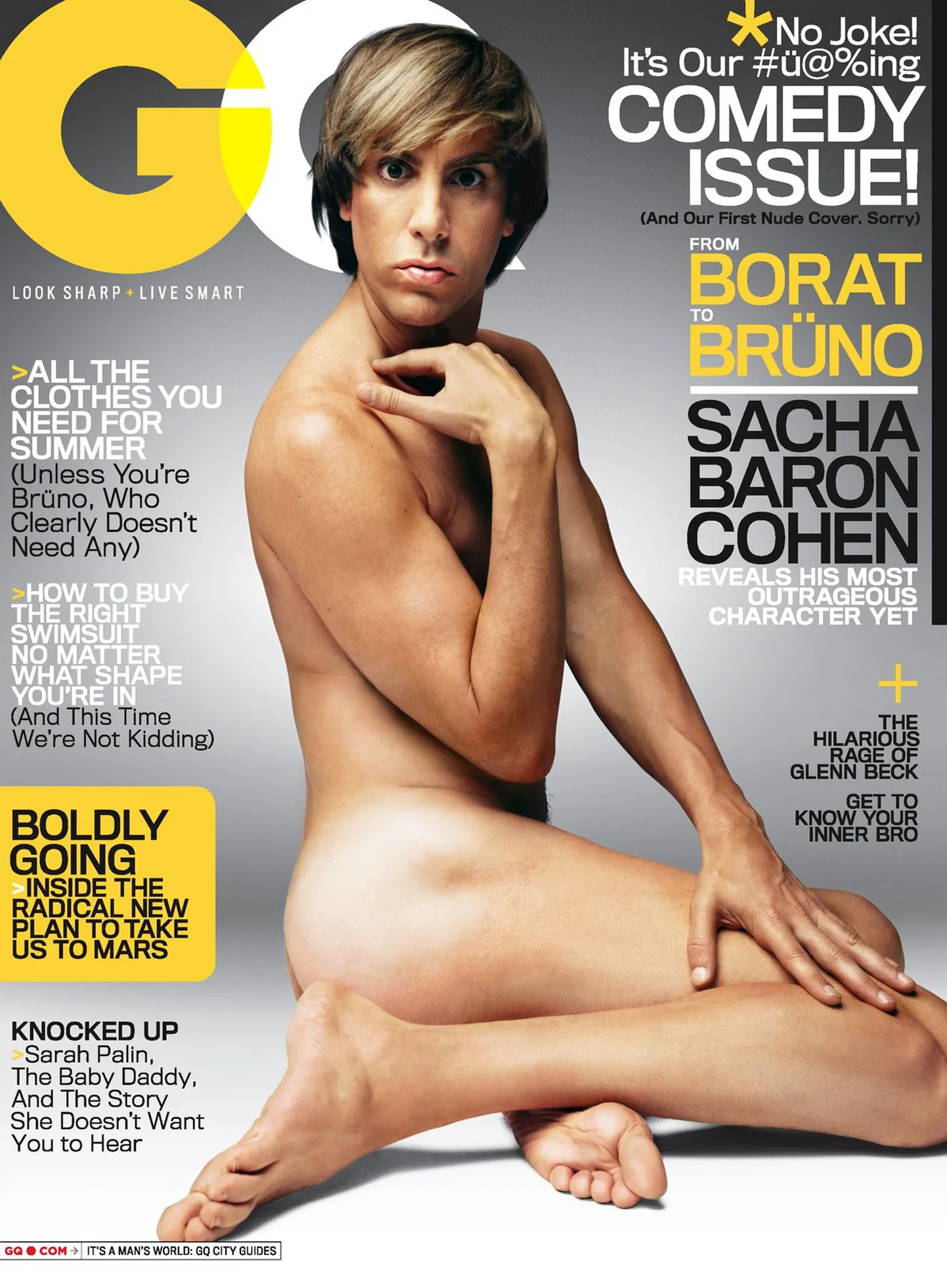 Sacha Baron Cohen ajakirja «GQ» esikaanel Brünona