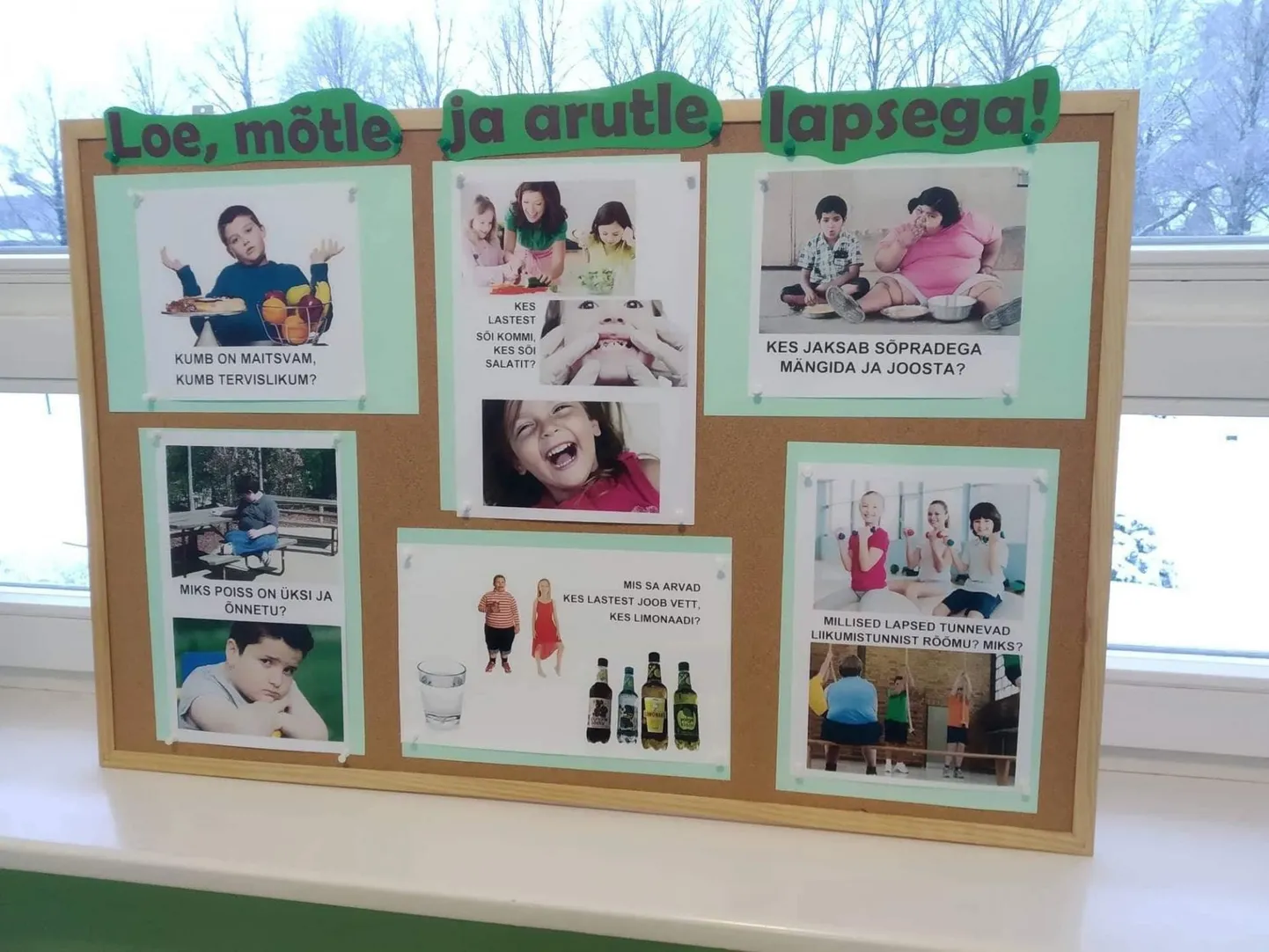 Terviseedendusliku projekti “Suhkur – sõber või vaenlane” plakat Ülejõe lasteaias võib kasvatusteadlaste sõnutsi tekitada sallima­tuse teistsuguste inimeste suhtes. Kuuest pildist kolm on otseselt seotud suhkru tarbimisega, ülejäänud puudutavad ülekaalulisust.