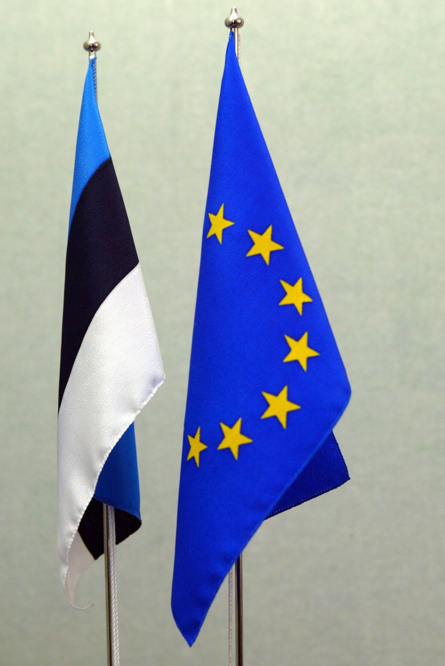 Флаг Эстонии и флаг ЕС. Иллюстративный снимок