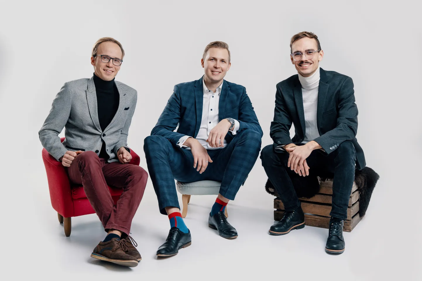 Foto DriveX'i asutajad Valter Läll (vasakul), Rauno Sigur (keskel), Kentti Koppel (paremal).
