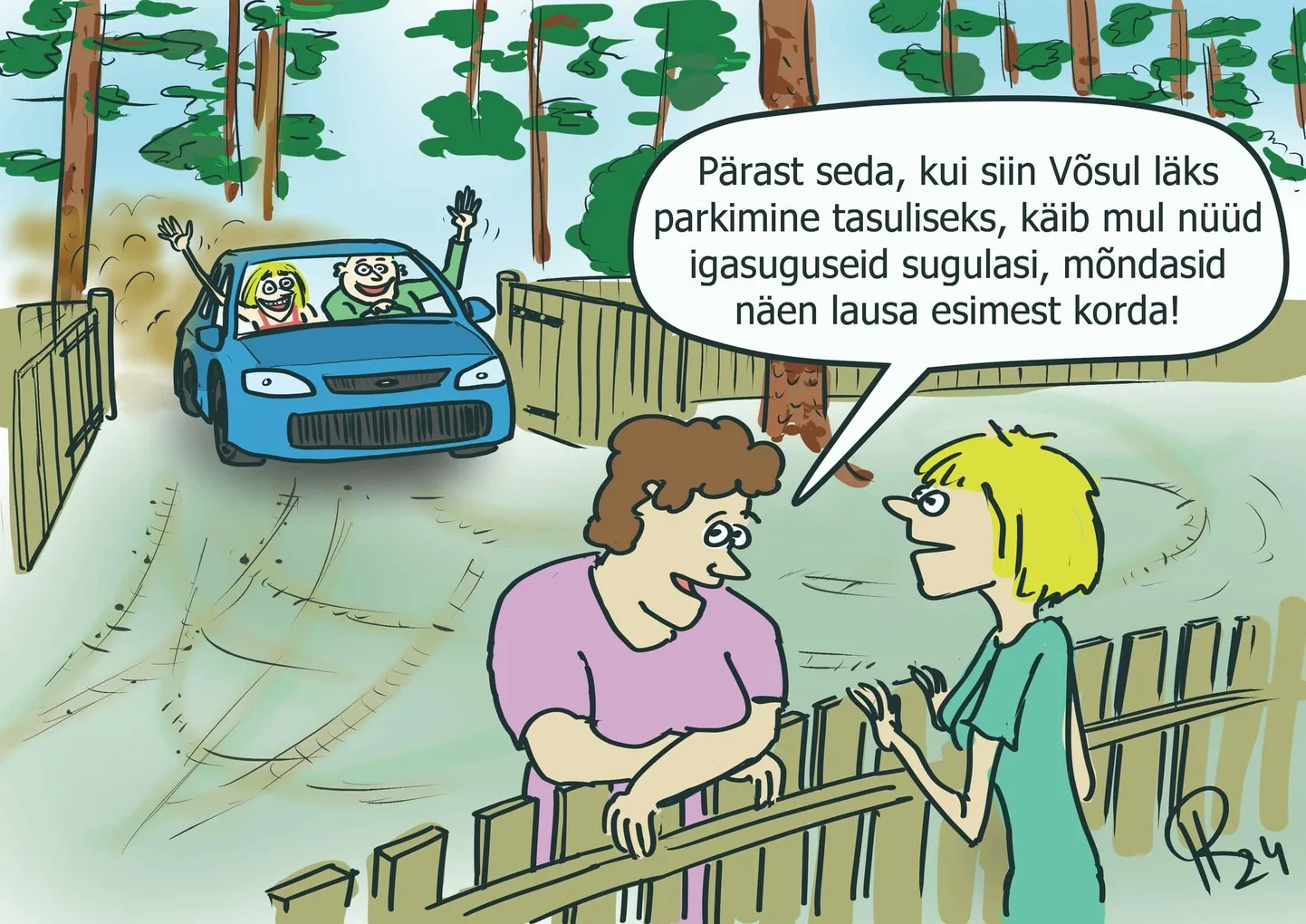 Nädala karikatuur "Tasuline parkimine Võsul".