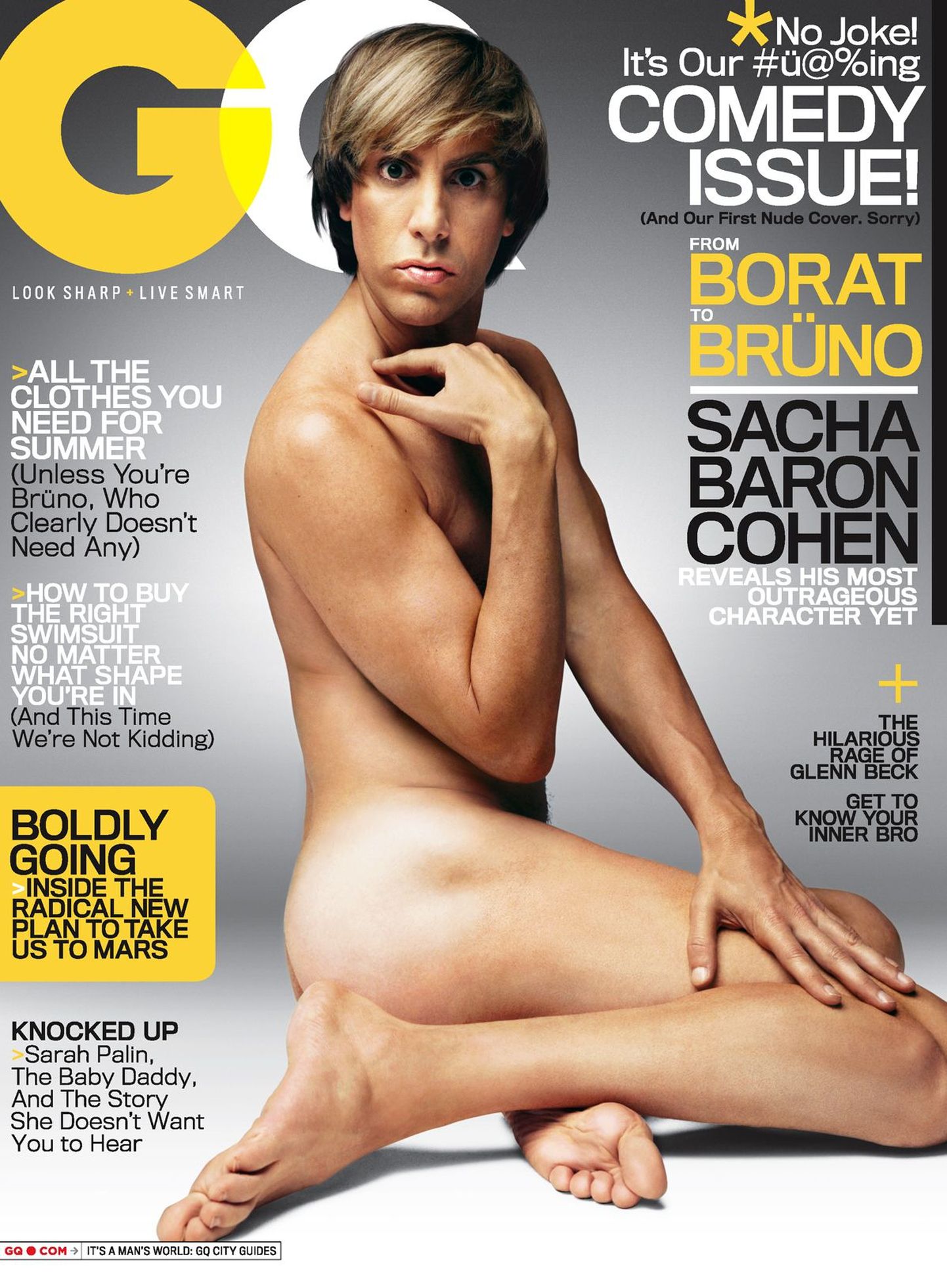 Sacha Baron Cohen ajakirja «GQ» esikaanel Brünona