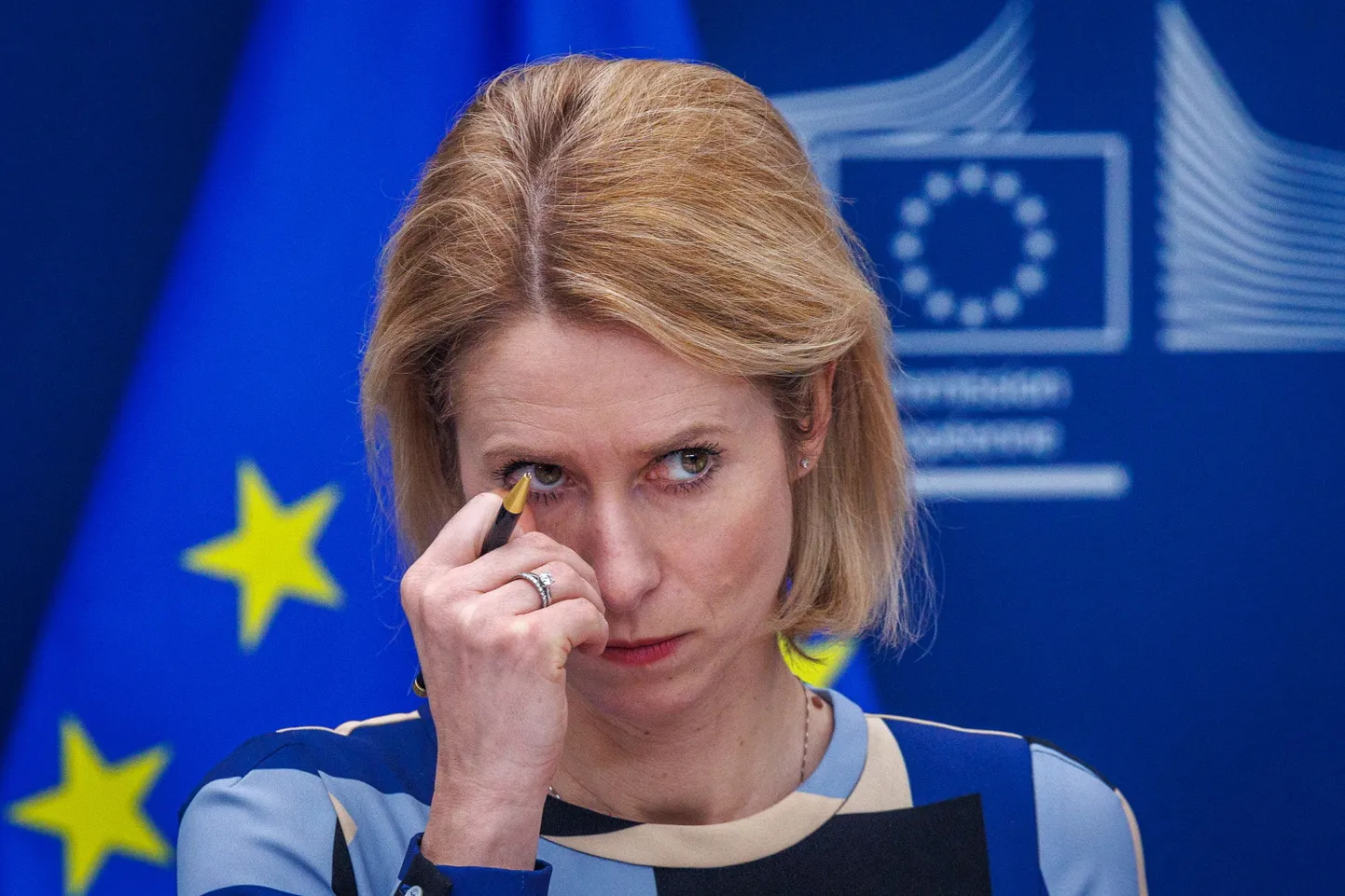 Верховный представитель ЕС по иностранным делам и политике безопасности Кая Каллас выступает на пресс-конференции о создании Специального трибунала по преступлению агрессии против Украины в Европейской комиссии, Брюссель, Бельгия, 4 февраля 2025 года.