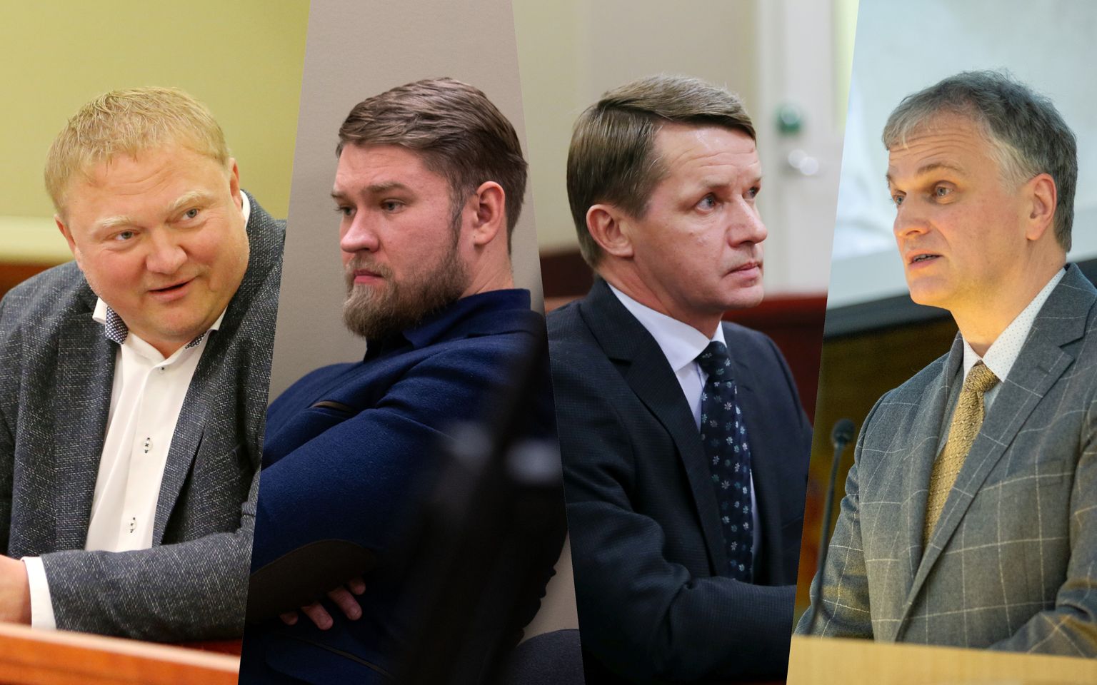 Neli Tartu abilinnapead, keda on kahtlustatud korruptsioonis: Kajar Lember, Artjom Suvorov, Valvo Semilarski ja Priit Humal.