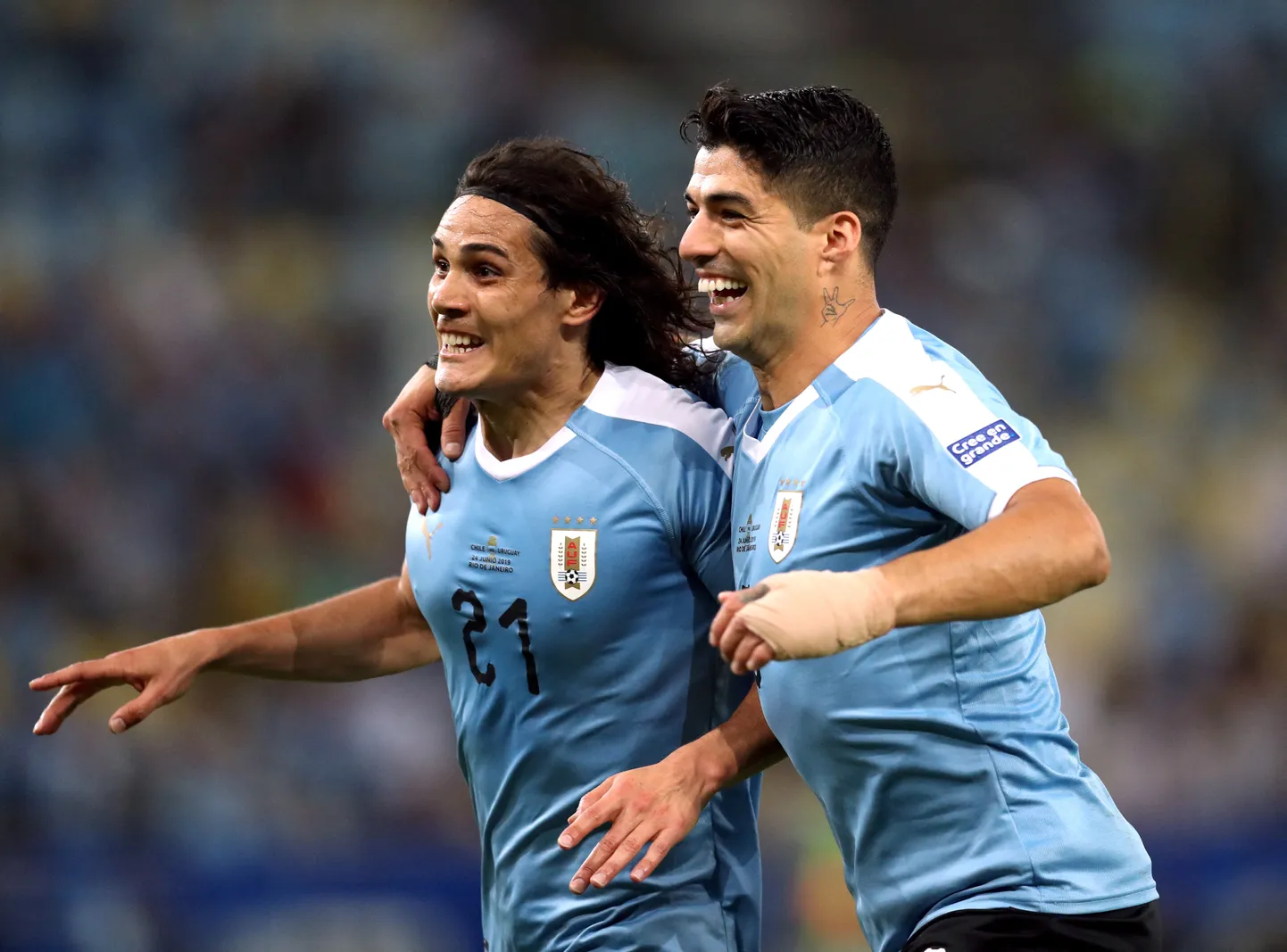 Uruguay vanameistrid Edinson Cavani (vasakul) ja Luis Suarez.