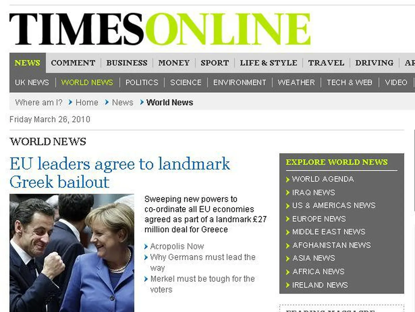Times Online uudisteportaal.