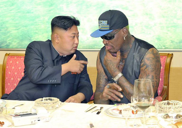 Kim Jong-un Dennis Rodmani võõrustamas. Rodong Sinmun/AP/Scanpix