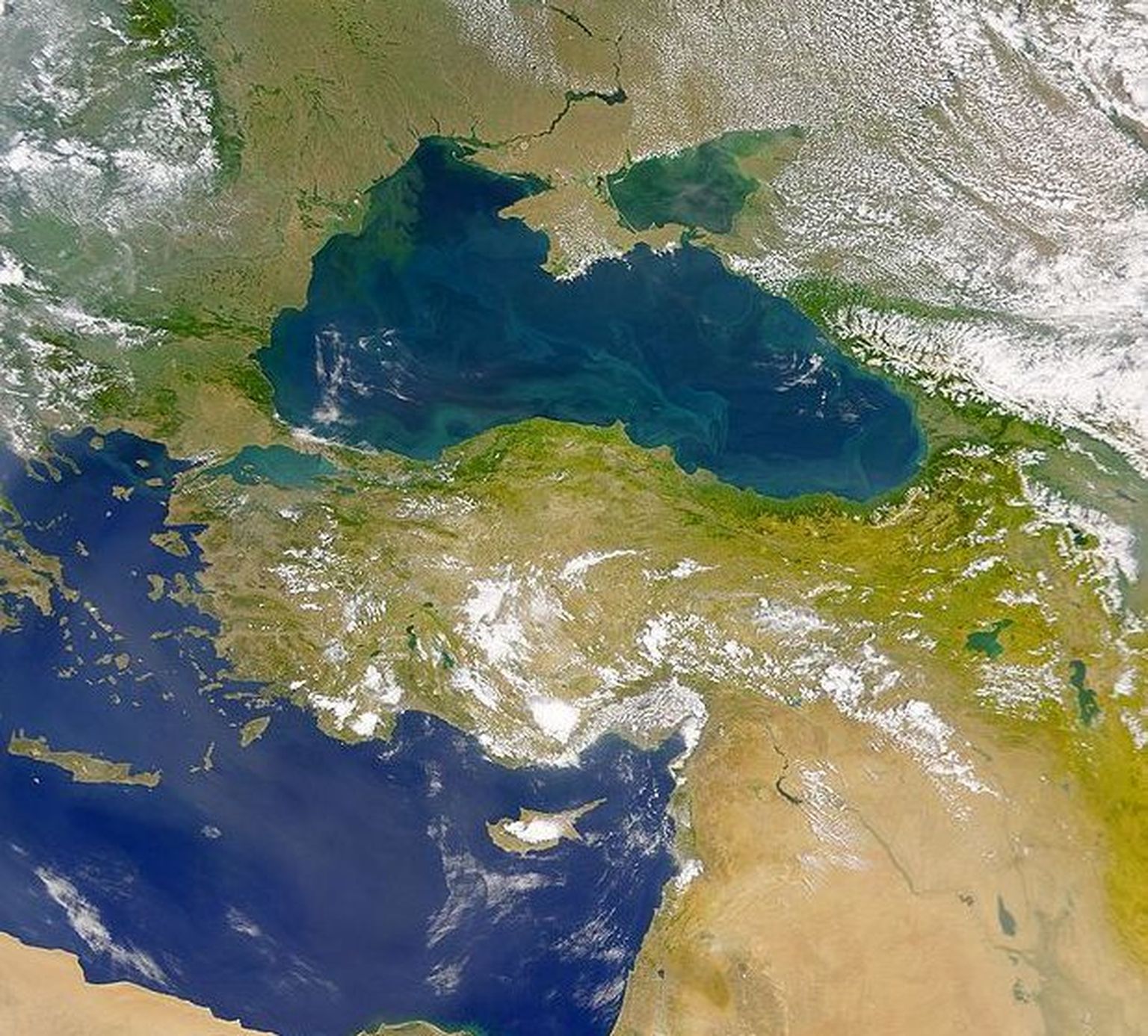 Must meri ja osa Vahemerest satelliitfotol