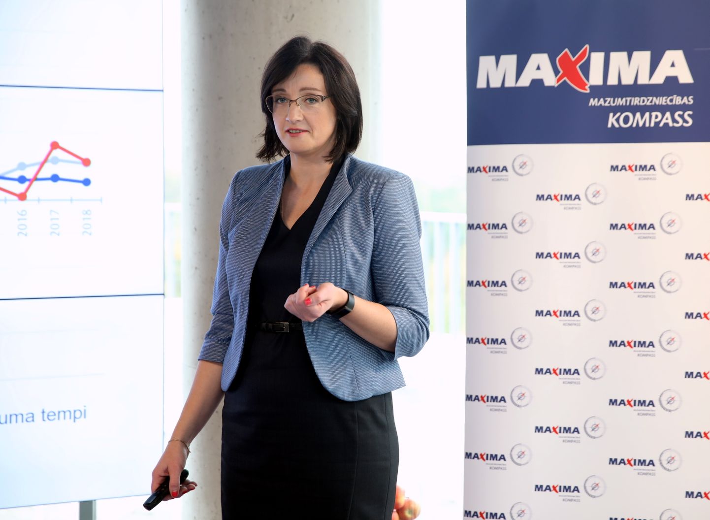 Maxima Latvija ärianalüütika osakonna juht Zane Kaktina 10.10 toimunud Maxima jaekaubanduskonverentsil