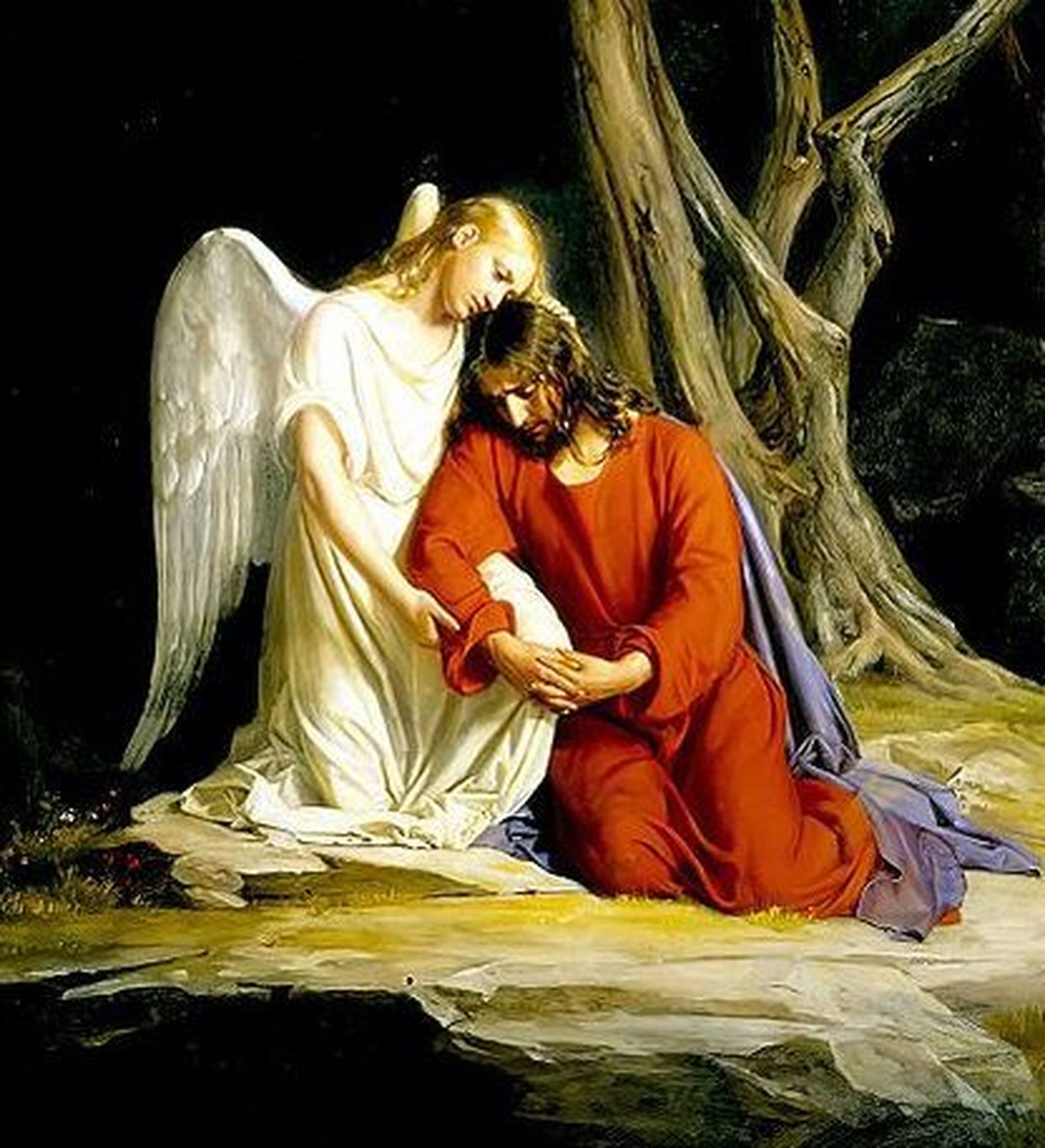Bioloog: inglid ei saa lennata. Pildil Carl Heinrich Blochi maal «Ingel Jeesust lohutamas»