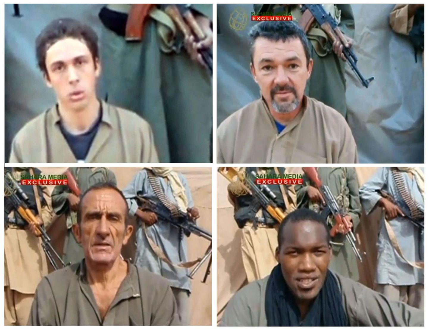 Pildil neli Al-Qaeda Põhja-Aafrika haru käes vangis olevast kuuest prantsuse pantvangist. Pierre Legrand, Marc Feret, Daniel Larribe ja Thierry Dole rööviti ja vangistati 2010. aasta sügisel Nigeris.