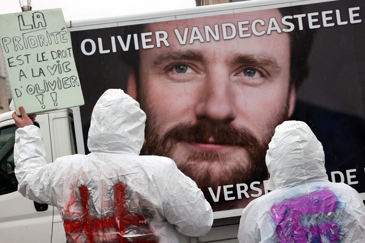 Meeleavaldus Belgia abitöötaja Olivier Vandecasteele' vabastamise nimel.